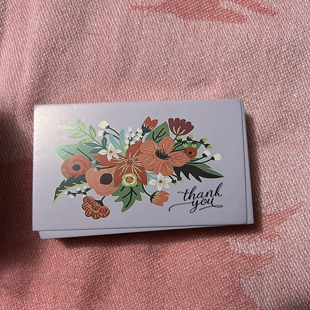 Thank you cards and thank you stickers.
